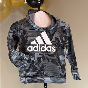Adidas Kids Size 5 Black and Gray Patterned Hoodie